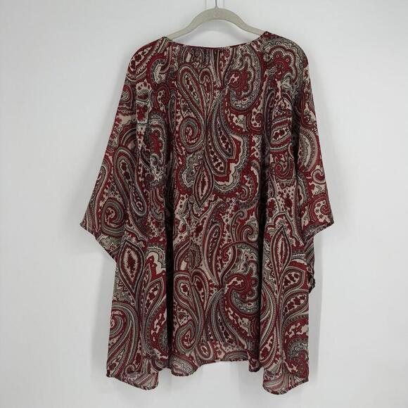 Catherines top  3xwp red beaded tunic plus beachy spring summer casual office - Picture 5 of 5